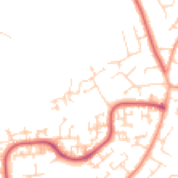 Daytime road noise heatmap for PO8 9AJ