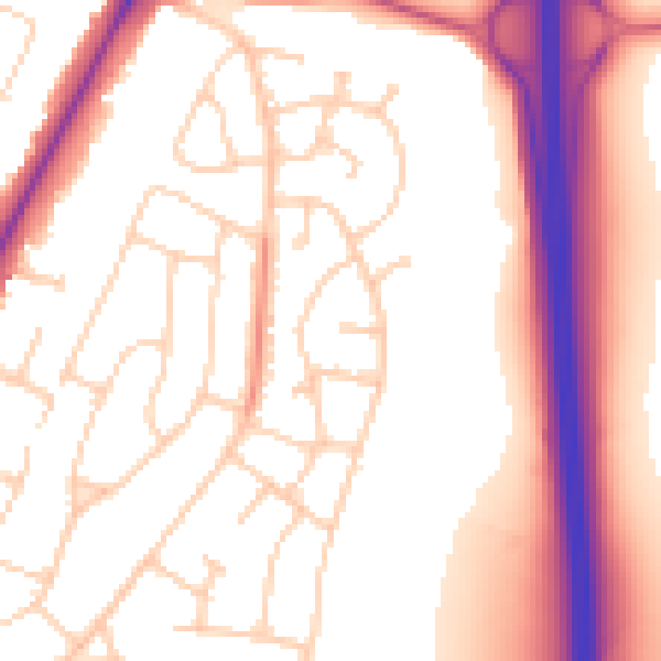 Daytime road noise heatmap for PO8 9EP