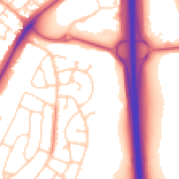 Daytime road noise heatmap for PO8 9EX