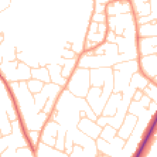 Daytime road noise heatmap for PO8 9GH