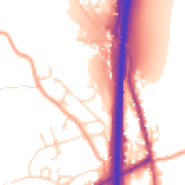 Daytime road noise heatmap for PO8 9HH
