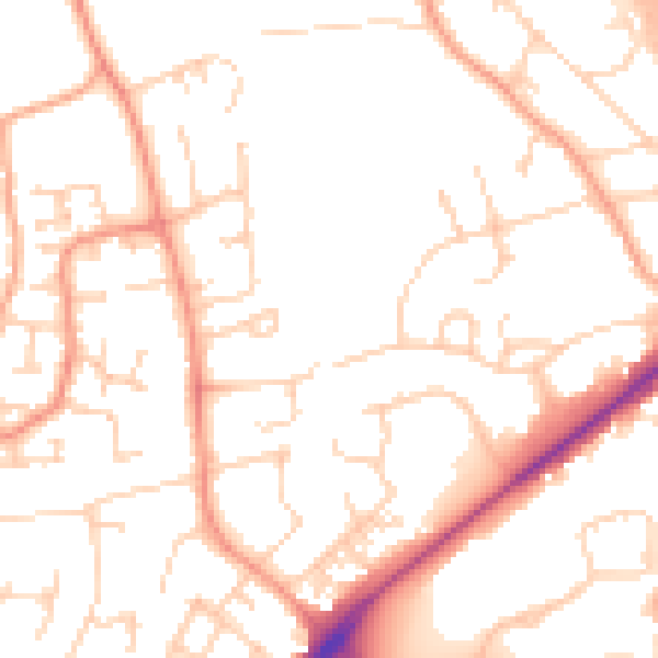 Daytime road noise heatmap for PO8 9HJ