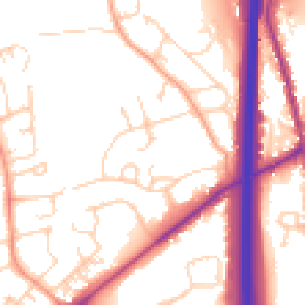 Daytime road noise heatmap for PO8 9LU