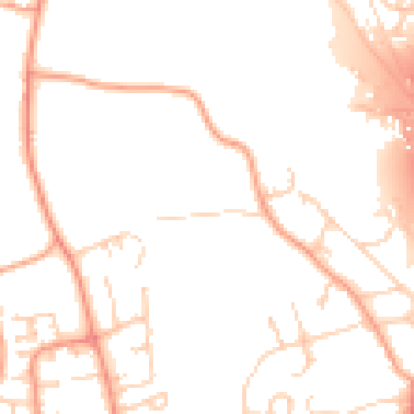 Daytime road noise heatmap for PO8 9PA
