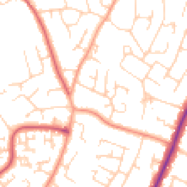 Daytime road noise heatmap for PO8 9QH