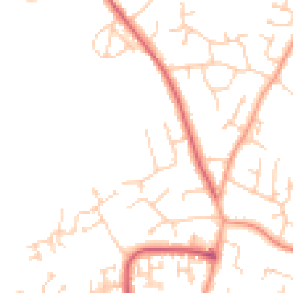 Daytime road noise heatmap for PO8 9RQ