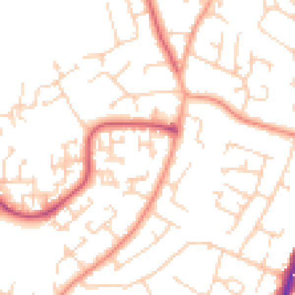 Daytime road noise heatmap for PO8 9UA