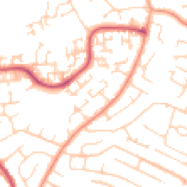 Daytime road noise heatmap for PO8 9UN
