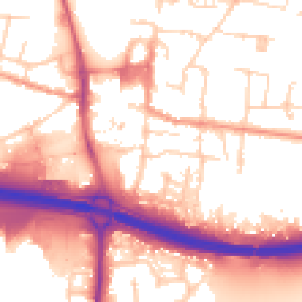 Daytime road noise heatmap for PO9 1AP