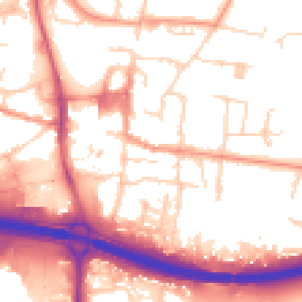 Daytime road noise heatmap for PO9 1AQ