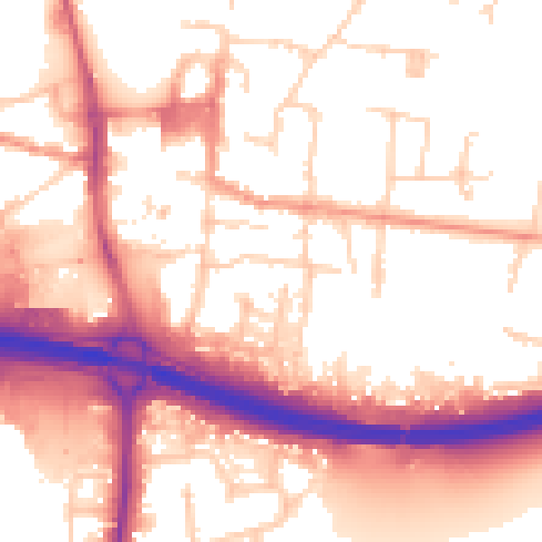 Daytime road noise heatmap for PO9 1AR
