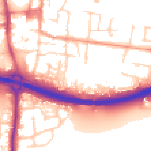 Daytime road noise heatmap for PO9 1AS