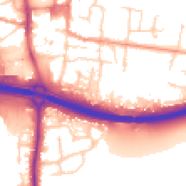 Daytime road noise heatmap for PO9 1AU