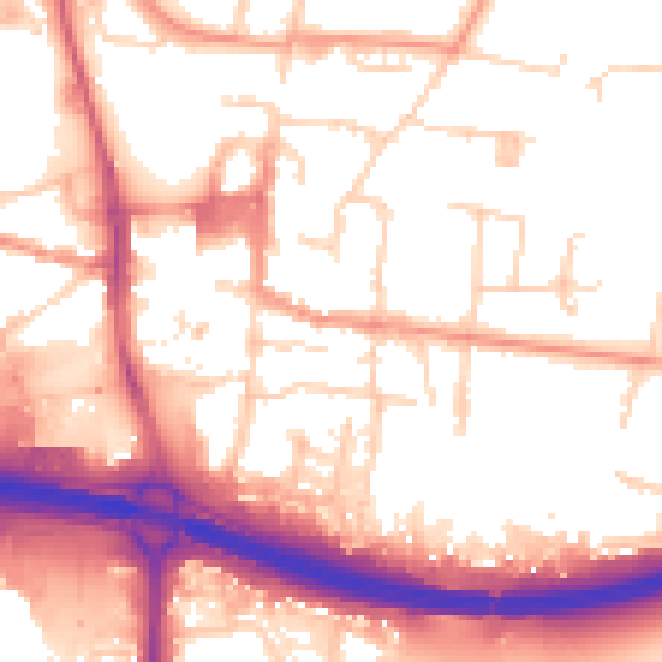 Daytime road noise heatmap for PO9 1BX