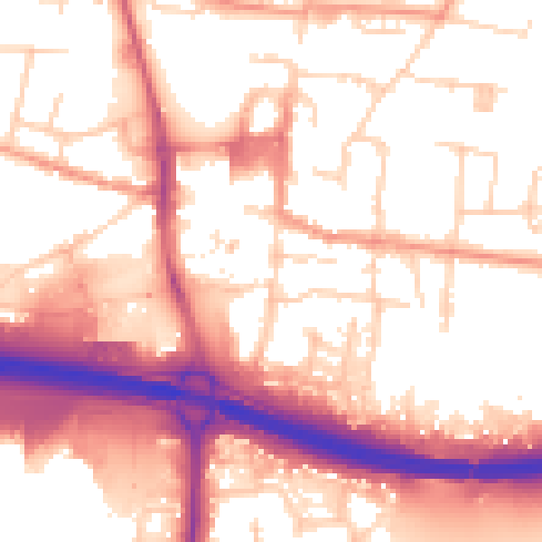 Daytime road noise heatmap for PO9 1DA