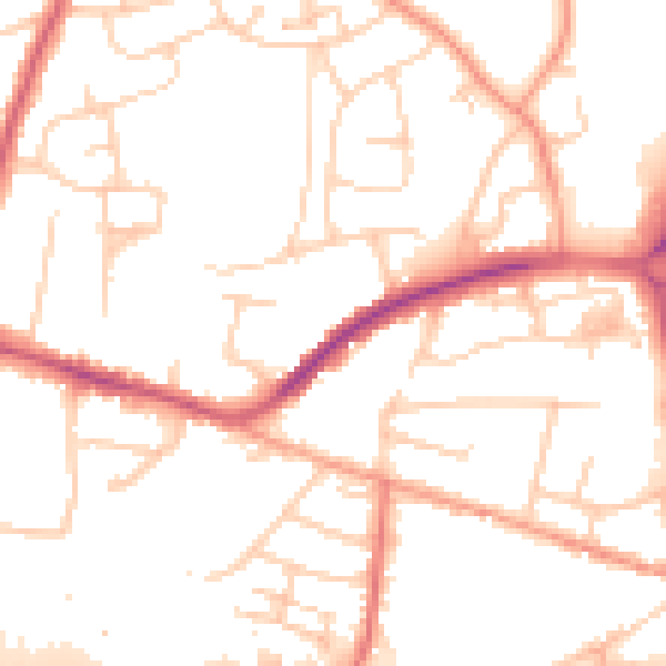 Daytime road noise heatmap for PO9 1DD