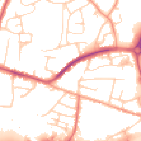 Daytime road noise heatmap for PO9 1DE