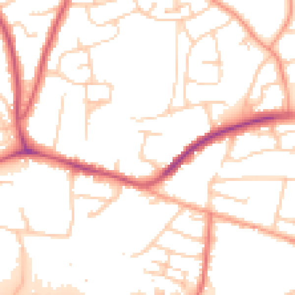 Daytime road noise heatmap for PO9 1DG