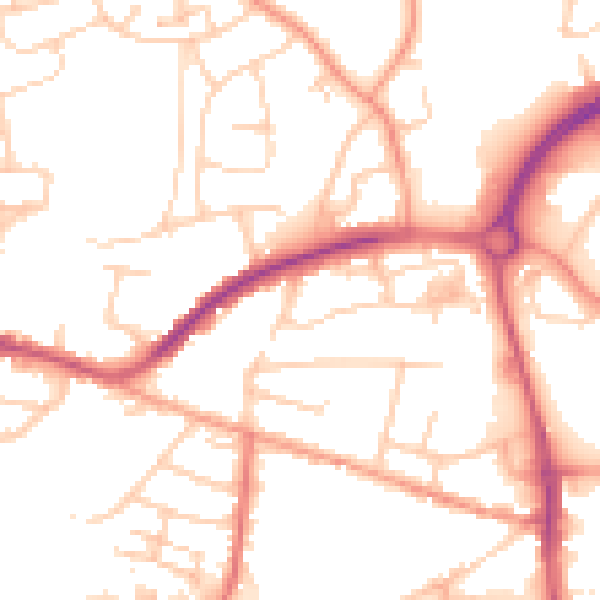 Daytime road noise heatmap for PO9 1DH