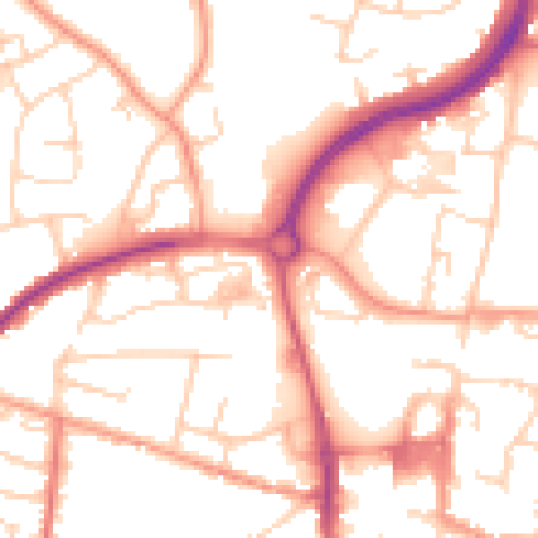 Daytime road noise heatmap for PO9 1DS