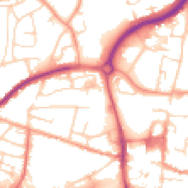Daytime road noise heatmap for PO9 1DW