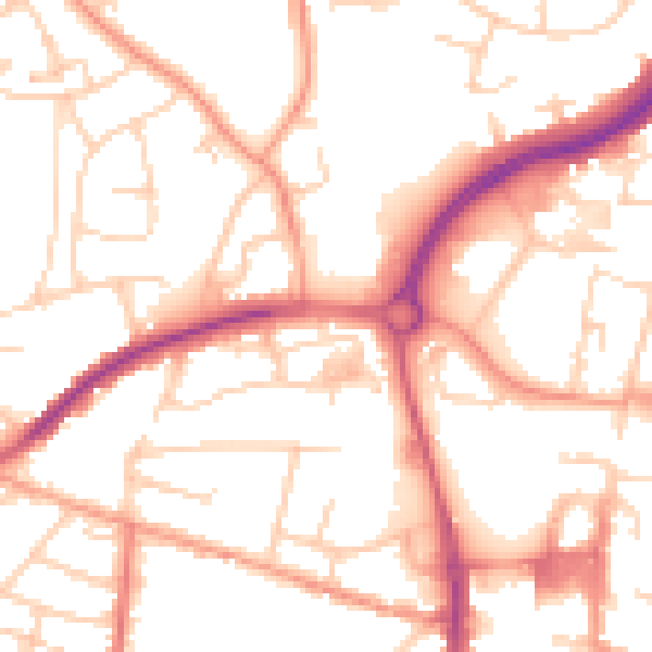 Daytime road noise heatmap for PO9 1DZ