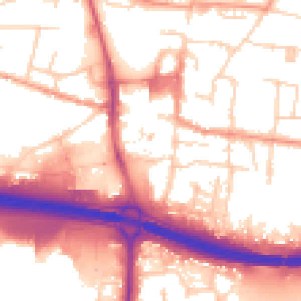Daytime road noise heatmap for PO9 1EB