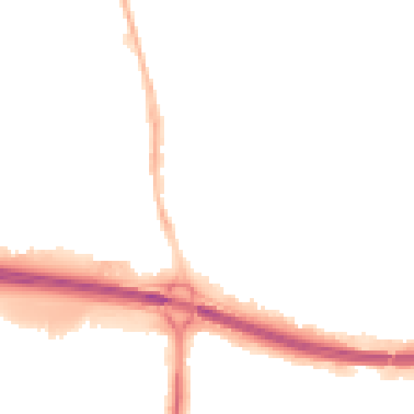 Night-time road noise heatmap for PO9 1EB