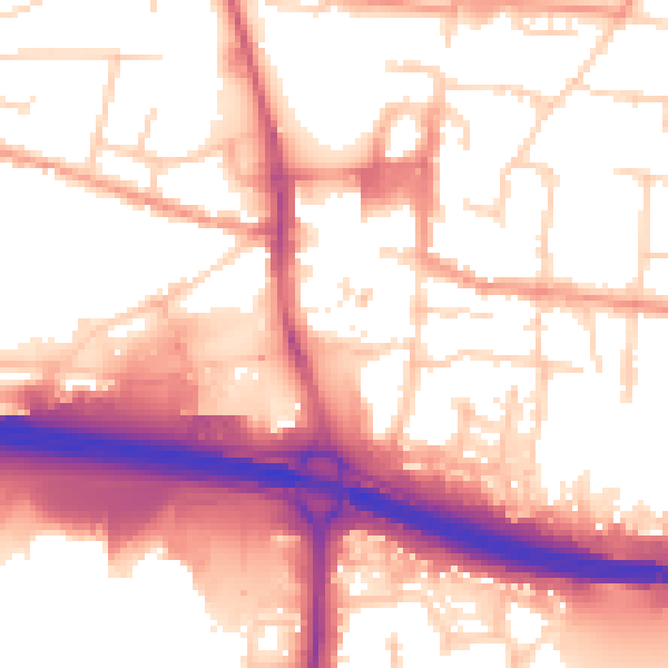 Daytime road noise heatmap for PO9 1ED