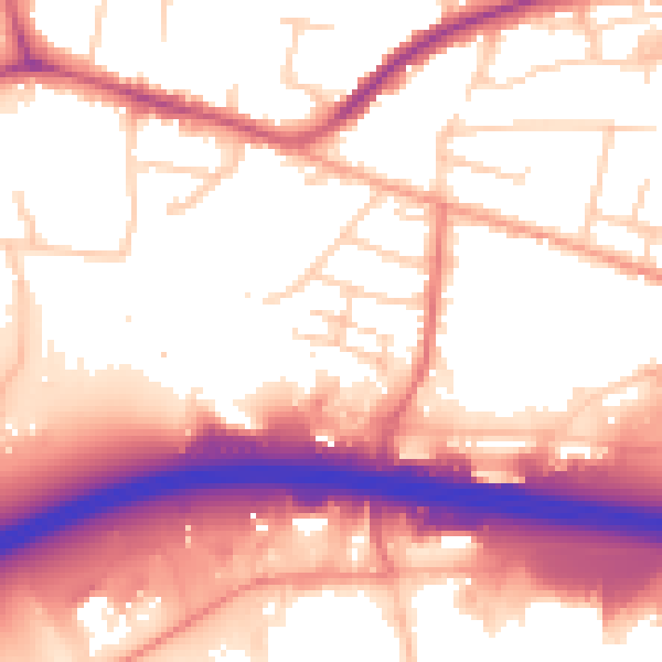 Daytime road noise heatmap for PO9 1FJ