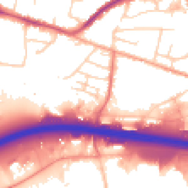 Daytime road noise heatmap for PO9 1FL