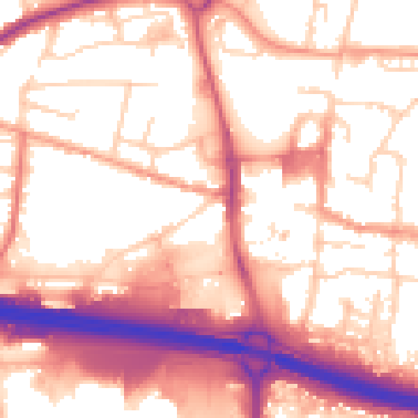 Daytime road noise heatmap for PO9 1LU