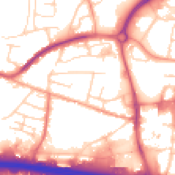 Daytime road noise heatmap for PO9 1NE