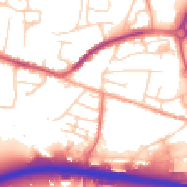 Daytime road noise heatmap for PO9 1NS