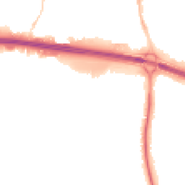 Night-time road noise heatmap for PO9 1SW