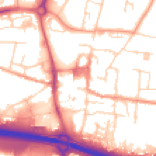 Daytime road noise heatmap for PO9 1UW