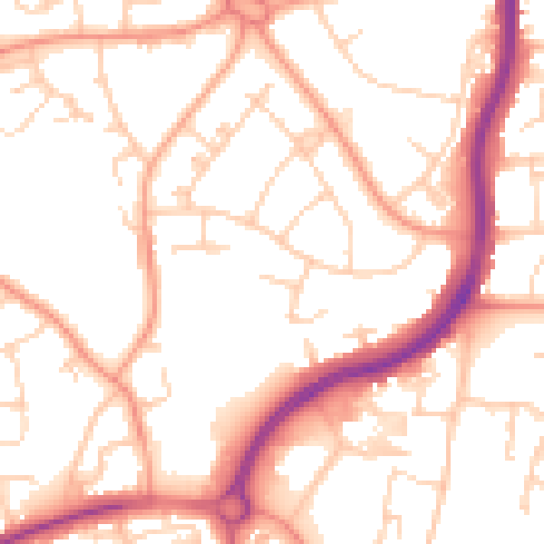 Daytime road noise heatmap for PO9 2BP