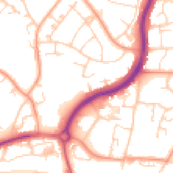 Daytime road noise heatmap for PO9 2DA