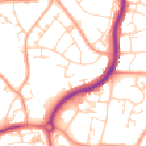Daytime road noise heatmap for PO9 2FZ