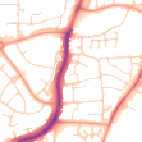 Daytime road noise heatmap for PO9 2HP