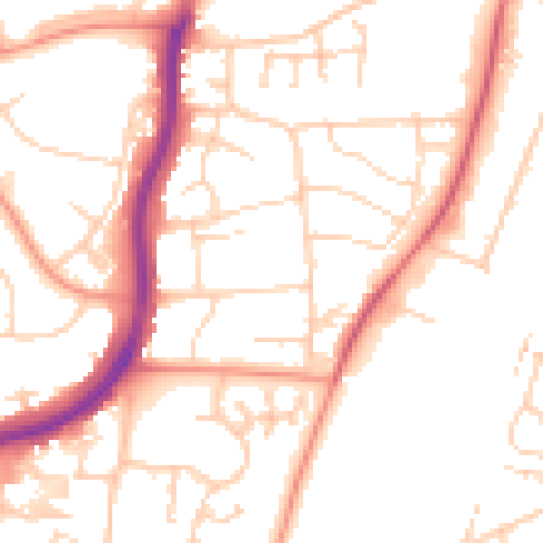 Daytime road noise heatmap for PO9 2LD