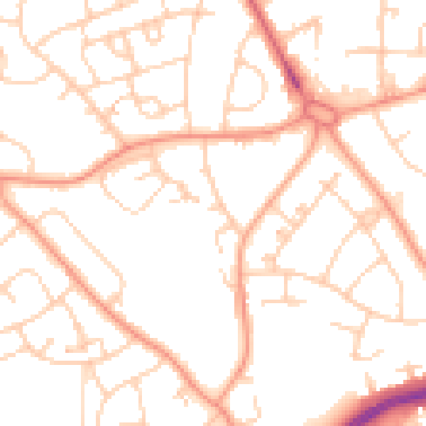 Daytime road noise heatmap for PO9 3BN