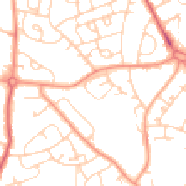 Daytime road noise heatmap for PO9 3BX