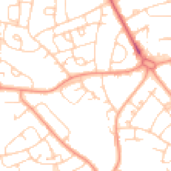Daytime road noise heatmap for PO9 3BY