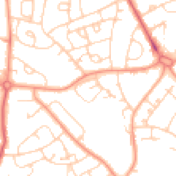 Daytime road noise heatmap for PO9 3BZ