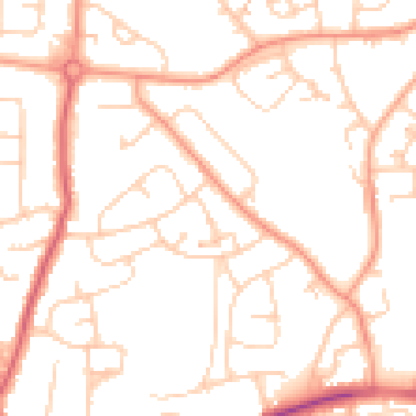 Daytime road noise heatmap for PO9 3DH
