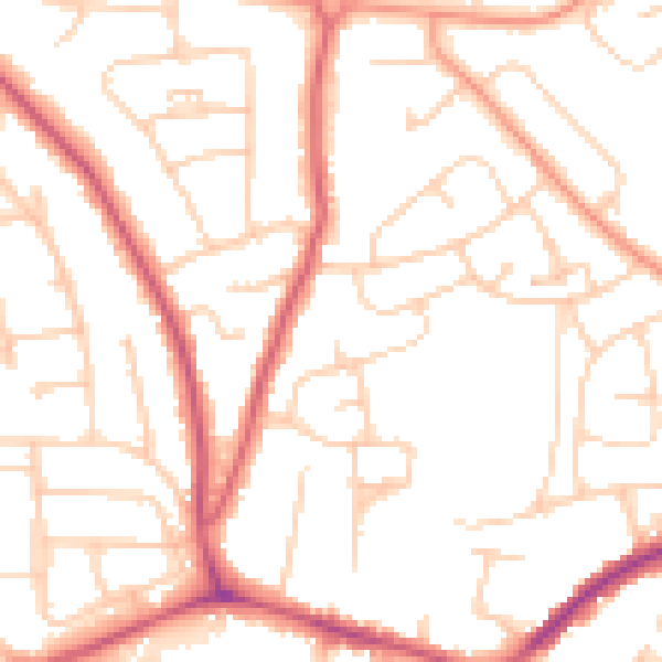 Daytime road noise heatmap for PO9 3DU