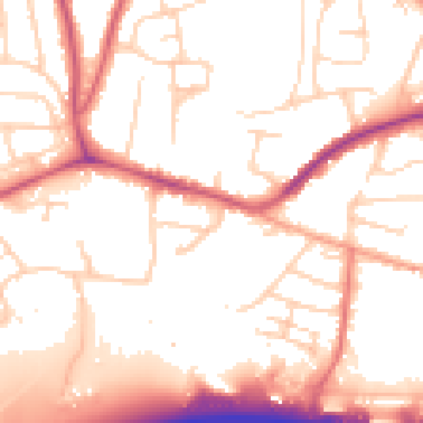 Daytime road noise heatmap for PO9 3ES