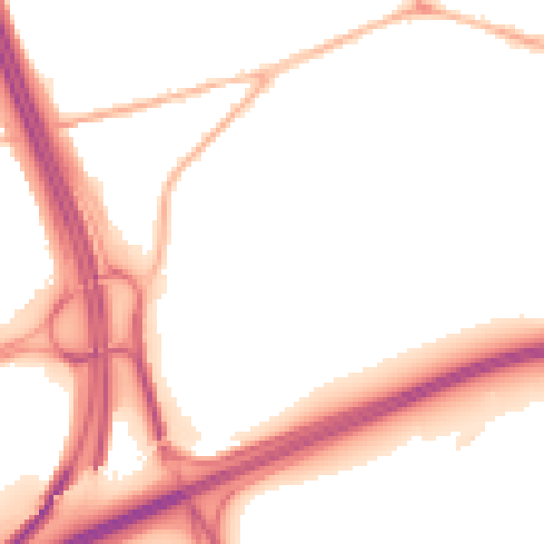 Night-time road noise heatmap for PO9 3FT