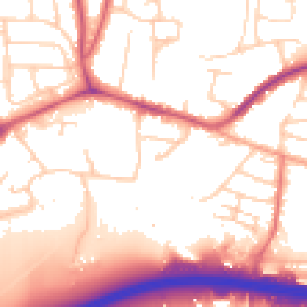 Daytime road noise heatmap for PO9 3HB